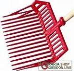 Forca da scuderia con testa rossa a rebbi sottili, manico in legno chiaro e filigrana Agraria Shop Gioiese On Line.