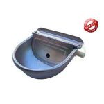 Beverino a bacinella in acciaio lucido, raccordo plastica bianca e bollino rosso Quality Top sul bordo in alto a destra.