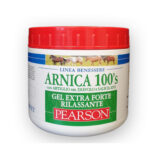 Barattolo bianco tappo rosso Arnica 100's Pearson, Gel Extra Forte Rilassante verde con artiglio del diavolo e salicilato.
