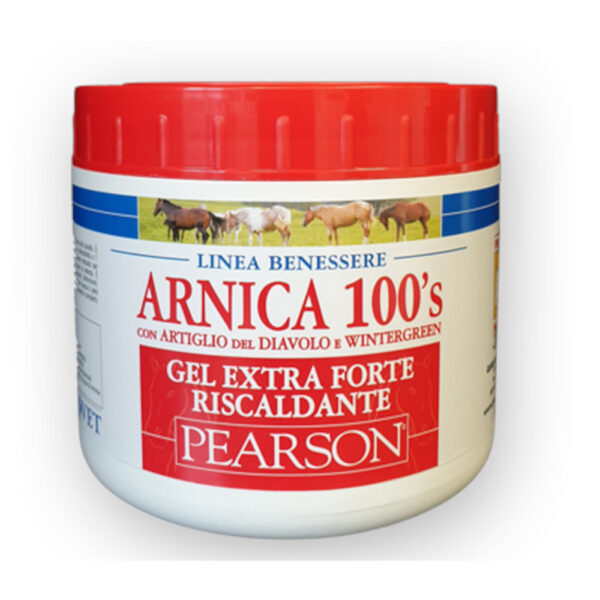 Barattolo bianco tappo rosso Arnica 100's Pearson, Gel Extra Forte Riscaldante con artiglio del diavolo e wintergreen.