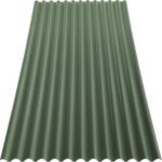 Lastra ondulata verde scuro per coperture, con onde regolari parallele disposte in verticale.
