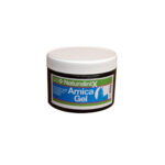Barattolo NAF NaturalintX Arnica Gel 400 g per primo soccorso, logo blu con croce e silhouette di cavallo.