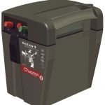 Elettrificatore Ocean 9 Chapron grigio, maniglia, terminali colorati, logo toro, 20 km, 10000 V, 0,7 J e pile 9 V.